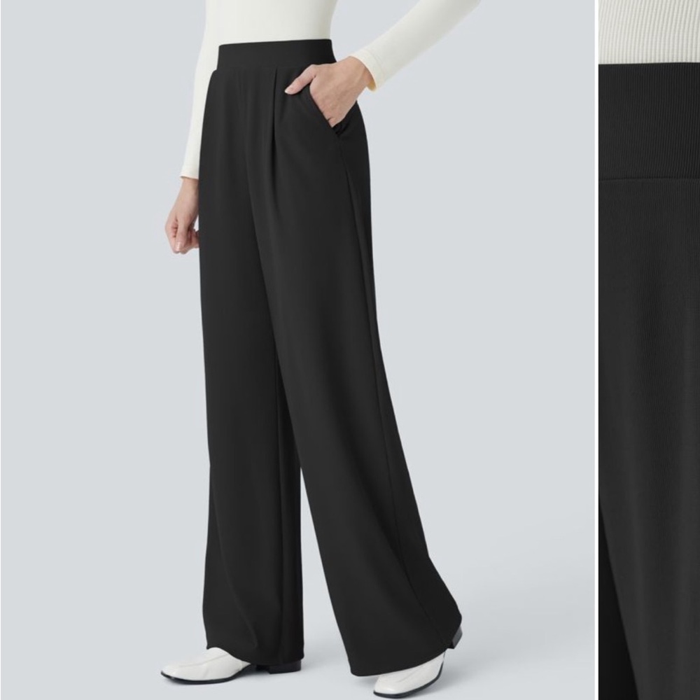 HALARA Elegant Black Wide-Leg Pants